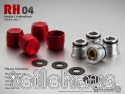 Aluminium Deko-Felgenmuttern "RH04", rot, 2-teilig