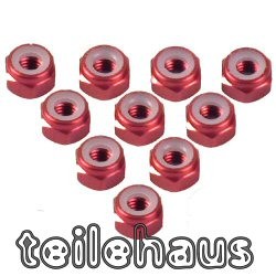 Aluminium-Stopmuttern 4 mm, rot Aluminium-Stopmuttern 4 mm, rot